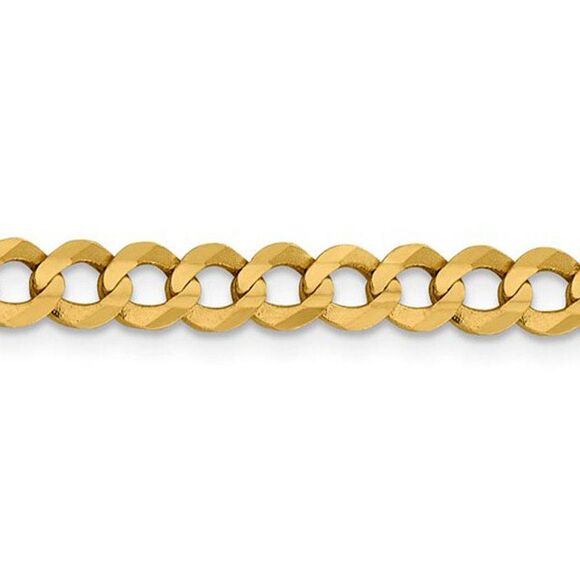 6mm 14K Yellow Gold Solid Light Flat Curb Chain Necklace, 24 Inch - Picture 3 of 7